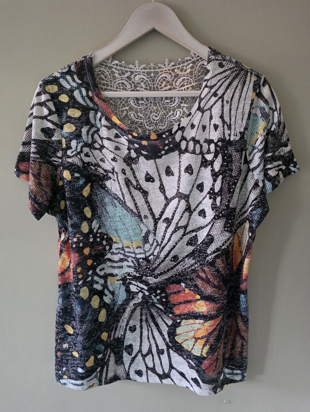 NWOT Northern Reflections L Y2K Boho Whimsigoth Butterfly Graphic Thin T-shirt
